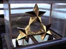 Close up of the finished stars assembled in situation on top of the monument.